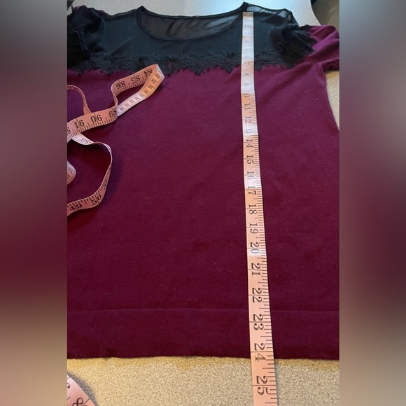 Black Lace & Plum Thin Knit Sweater/Top - Picture 8 of 9